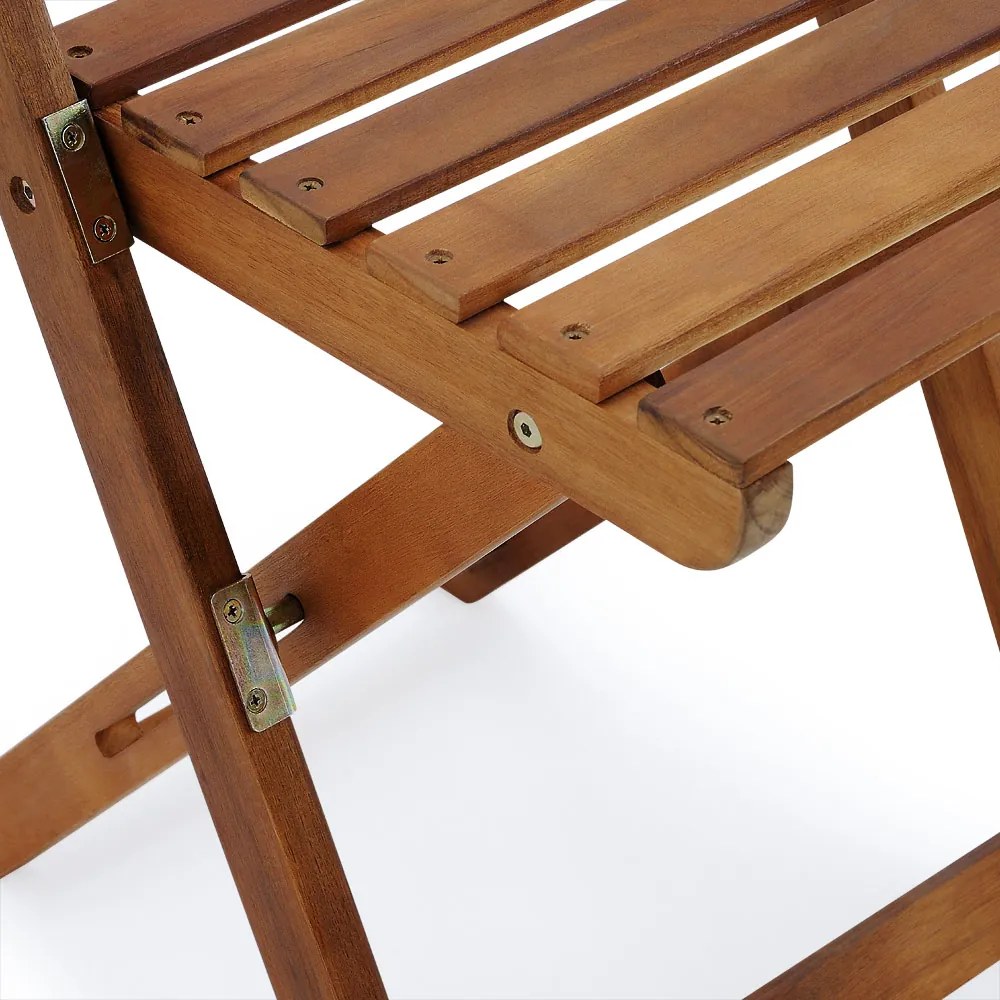 Conjunto de jardim uma mesa e duas cadeiras em madeira de acácia dobrável com 3 peças Castanho