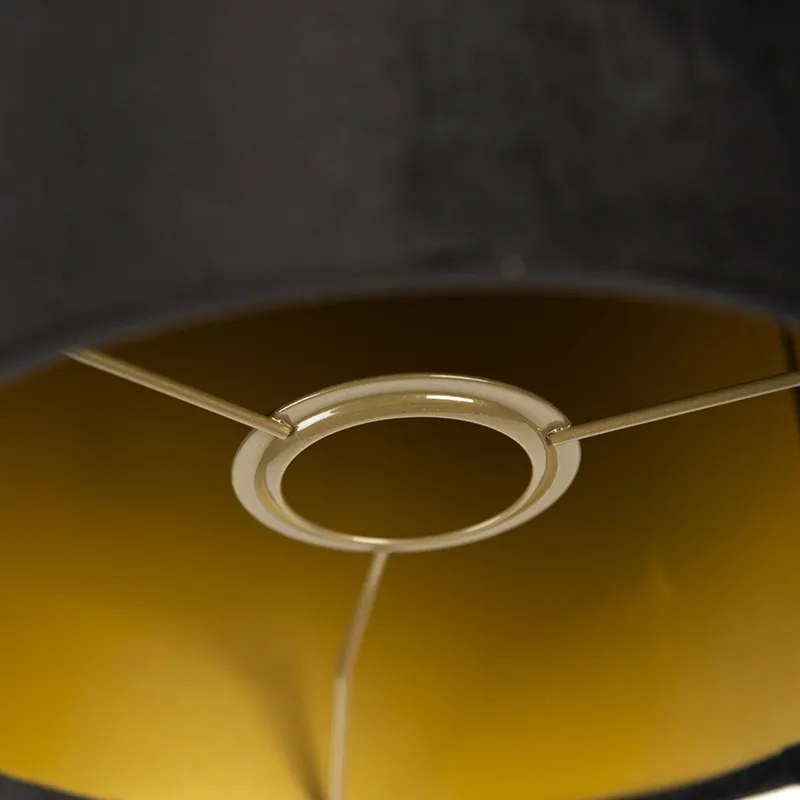 Abajur de veludo preto 20/20/20 com interior dourado