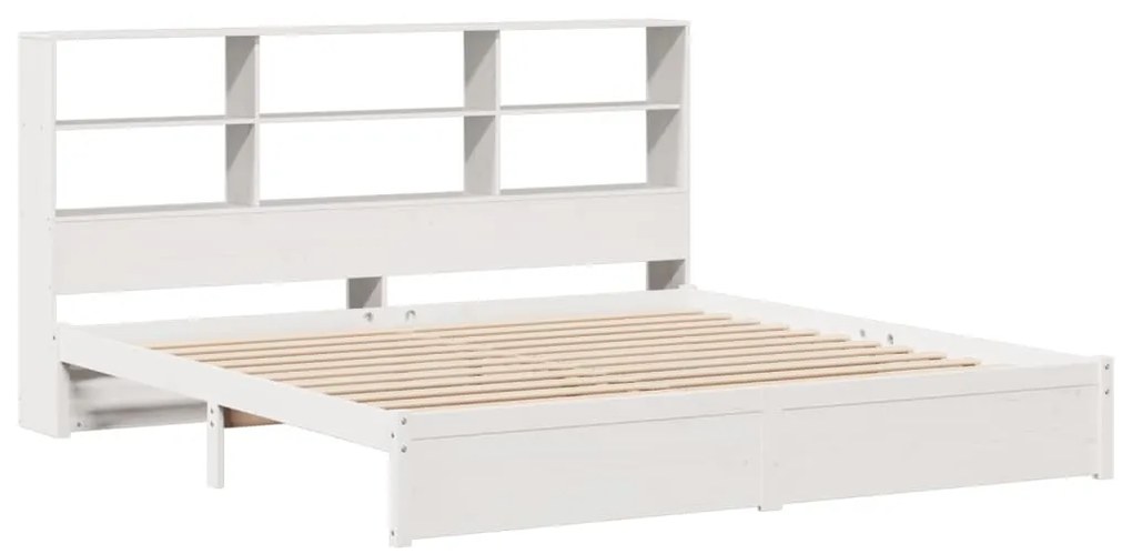 Cama com estante sem colchão 180x200 cm pinho maciço branco