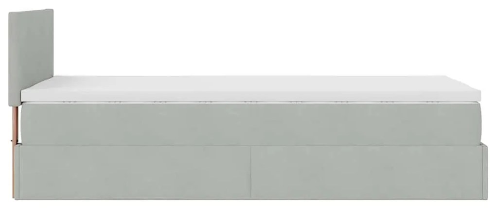 Estrutura de cama otomana com colchão cinza claro Veludo