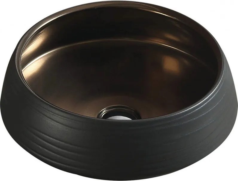 Mexen Ariana lavatório de bancada 43 x 43 cm, preto/dourado - 22054366