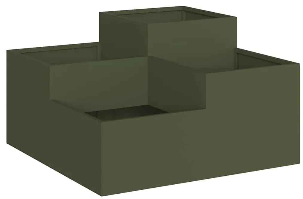Jardineira vidaXL 80x80x48 cm Verde Oliva Aço