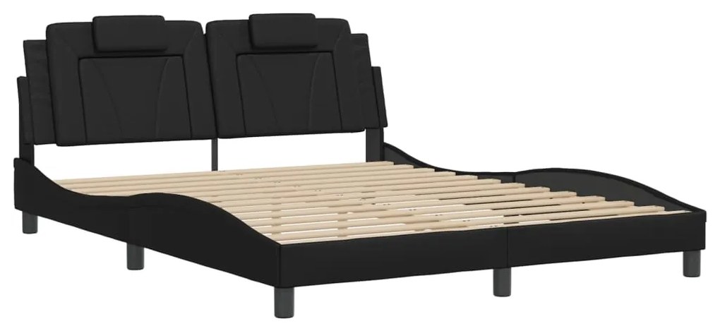 Estrutura cama c/ cabeceira 160x200 cm couro artificial preto