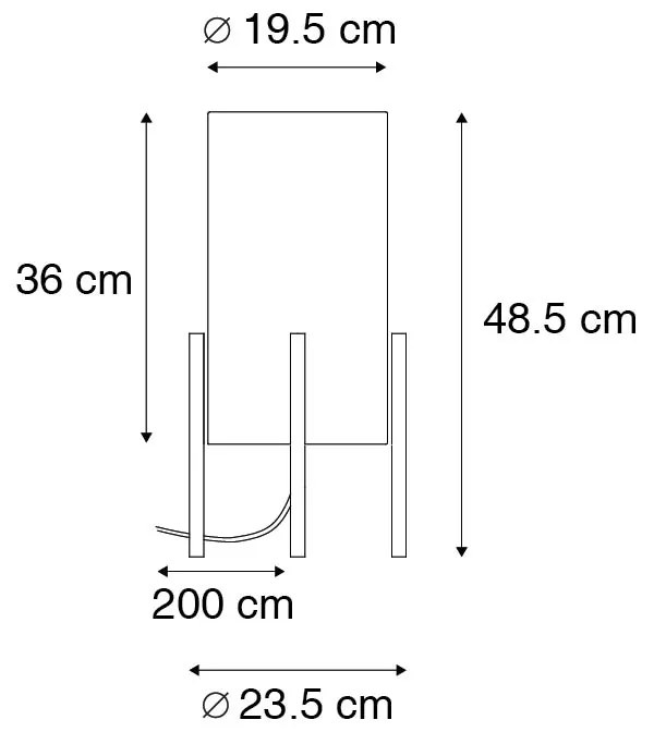 Candeeiro de mesa moderno preto com abat-jour em linho branco - Rich Moderno