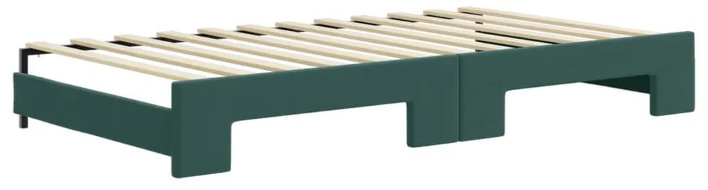 Sofá-cama c/ gavetão e colchões 100x200cm veludo verde-escuro