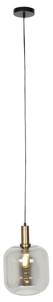 LED Candeeiro de suspensão inteligente preto com dourado e vidro fumê incl. Wifi G95 - Zuzanna Design