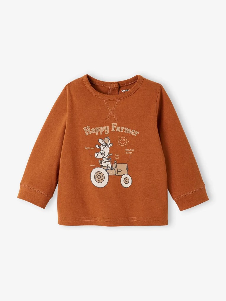 Camisola "farmer", de mangas compridas, para bebé ferrugem