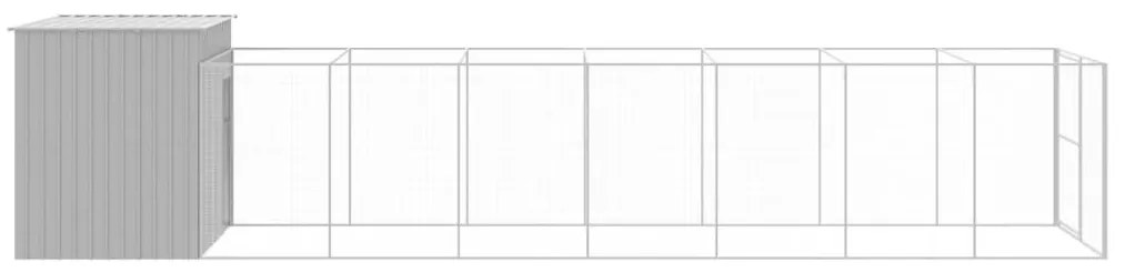 Casota cães c/ parque 214x865x181 cm aço galvaniz. cinza-claro
