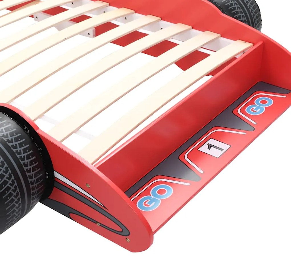 Cama carro de corrida para crianças 90x200 cm vermelho