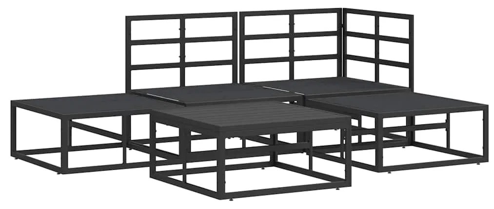 Conjunto de Sofá de Jardim 5 pcs Preto 70 x 70 x 32 cm Alumínio