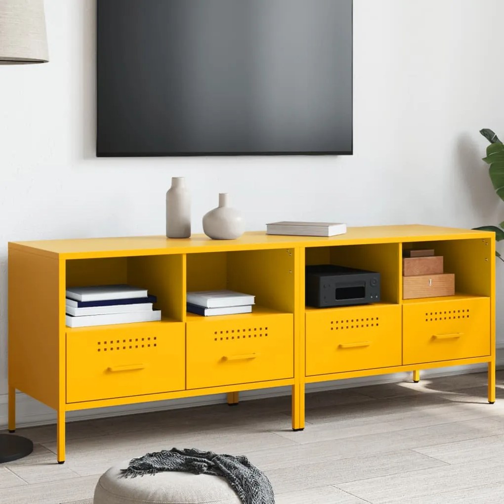 Móveis de TV 2 pcs 68x39x50,5 cm aço amarelo mostarda