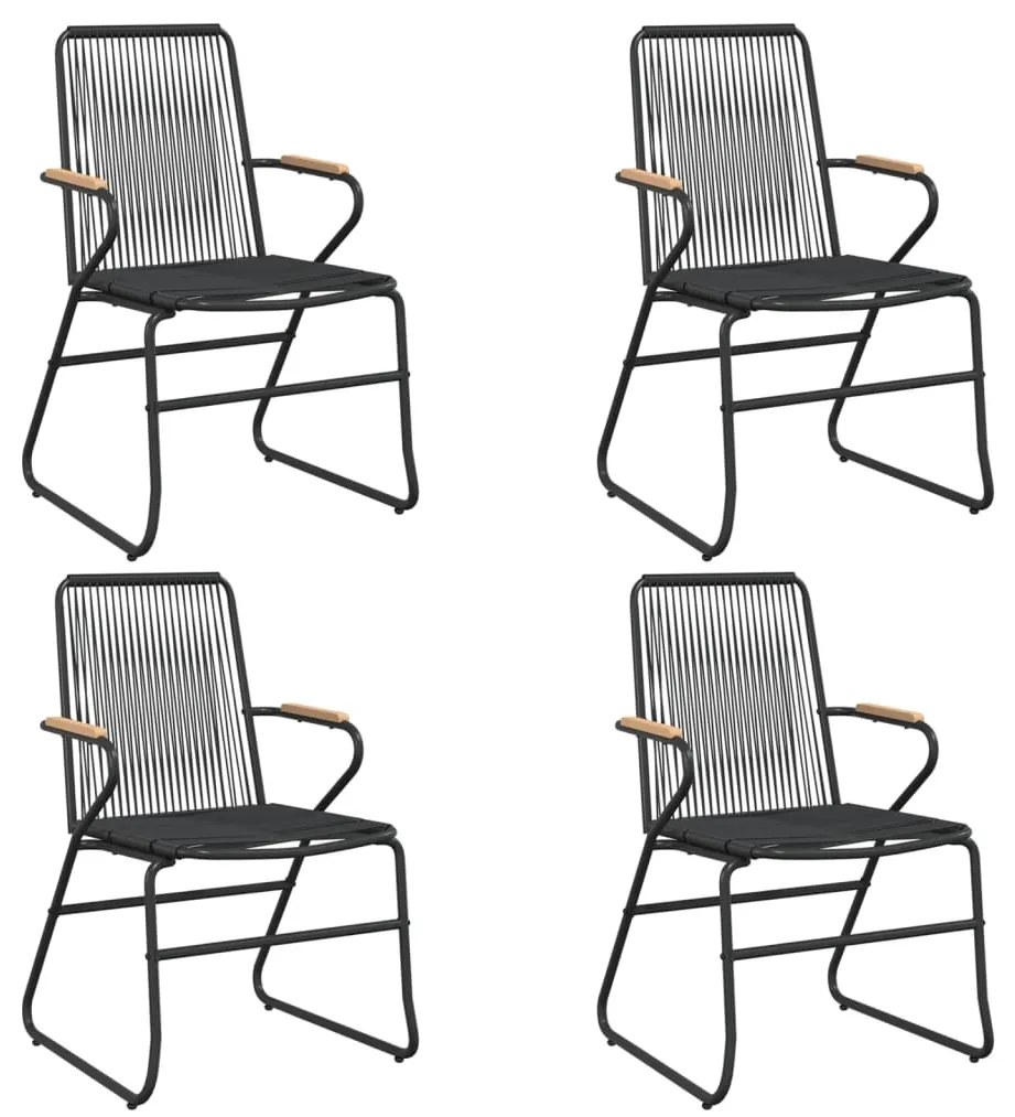 Conjunto de jantar para jardim 5 pcs vime PVC preto