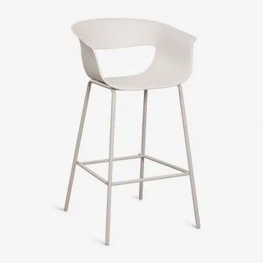 Banqueta Alta Em Polipropileno E Aço Alanys ↑75 Cm & Branco Pedra - Sklum