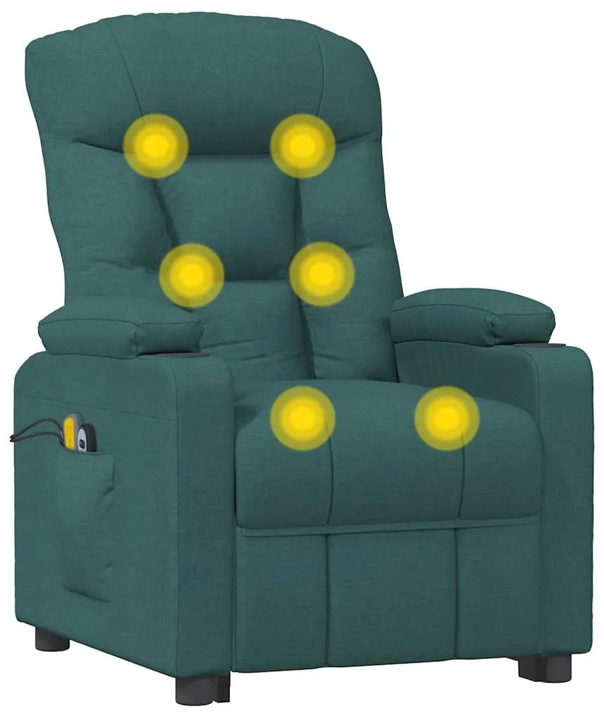 Poltrona elevatória de massagens tecido verde-escuro