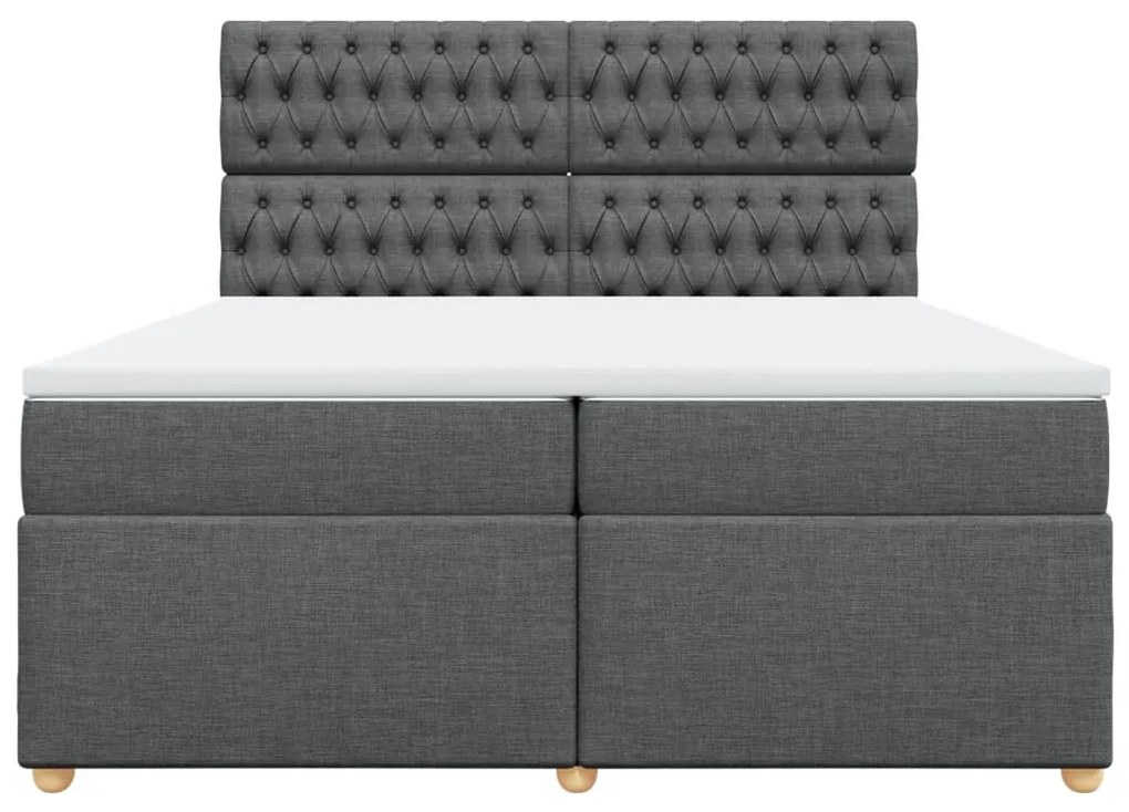Cama com molas/colchão 200x200 cm tecido cinzento-escuro
