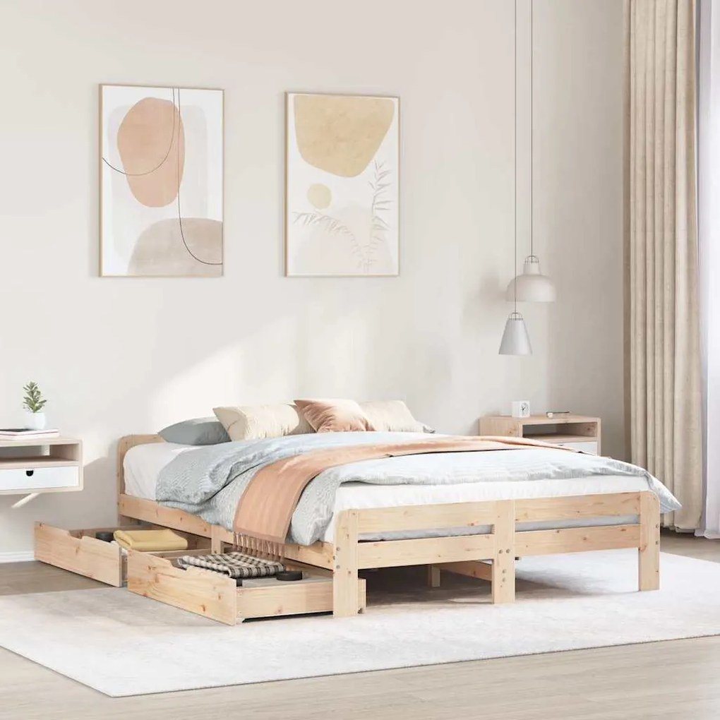vidaXL Cama sem colchão 150x200 cm madeira de pinho maciça