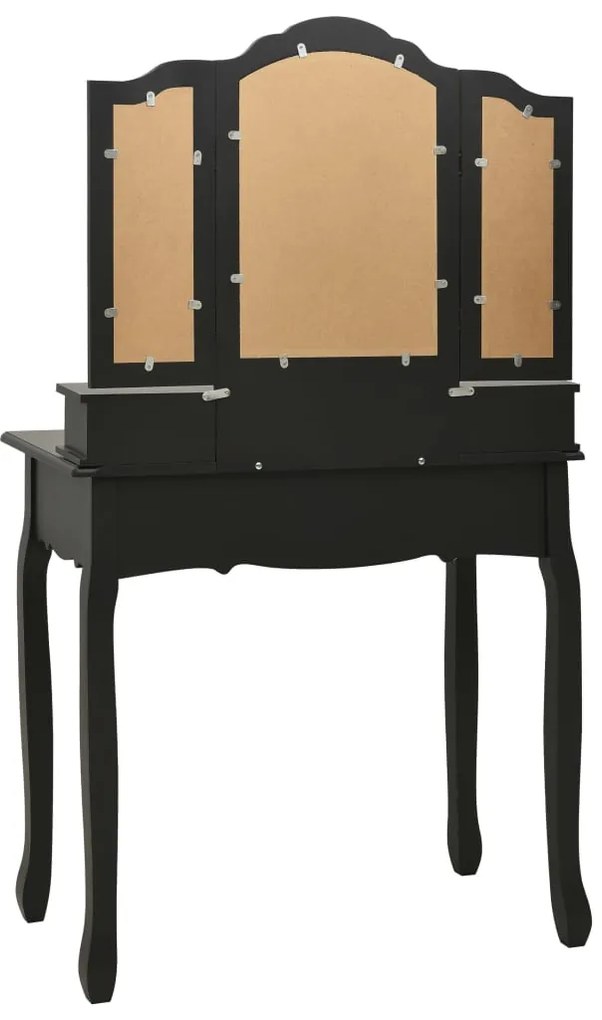 Conj. toucador com banco 80x69x141 cm madeira paulownia preto