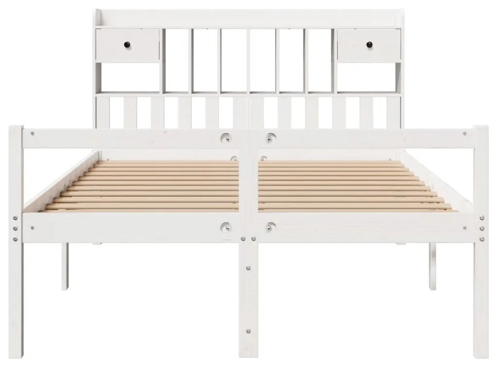 Cama com estante sem colchão 160x200 cm pinho maciço branco