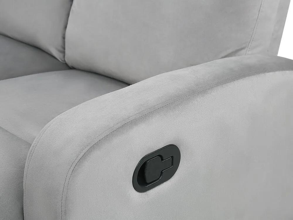 Sofá de 3 lugares manualmente reclinável em veludo cinzento claro VERDAL Beliani