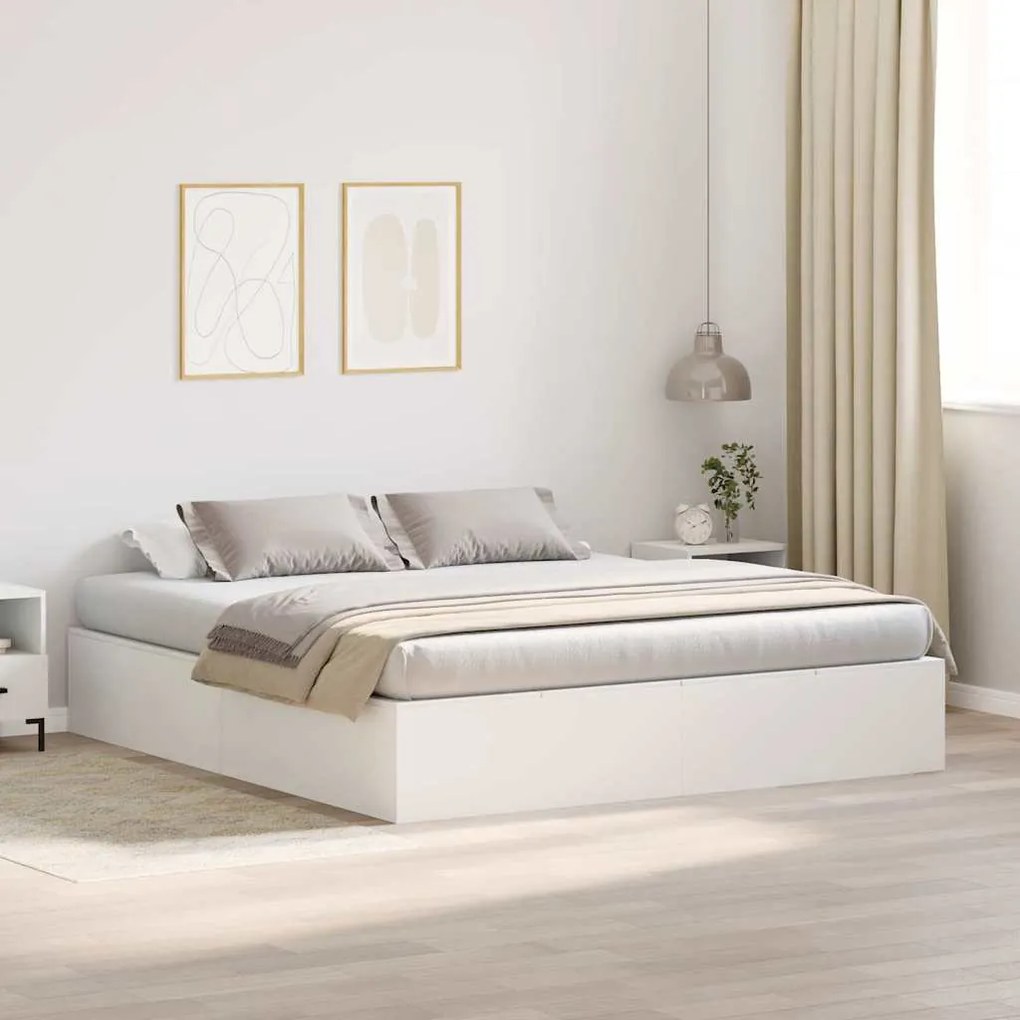 vidaXL Estrado de cama com arrumação Branco 200 x 200 cm