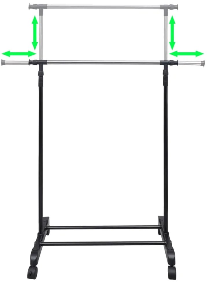 Cabide para roupas ajustável com 1 varão 2 pcs