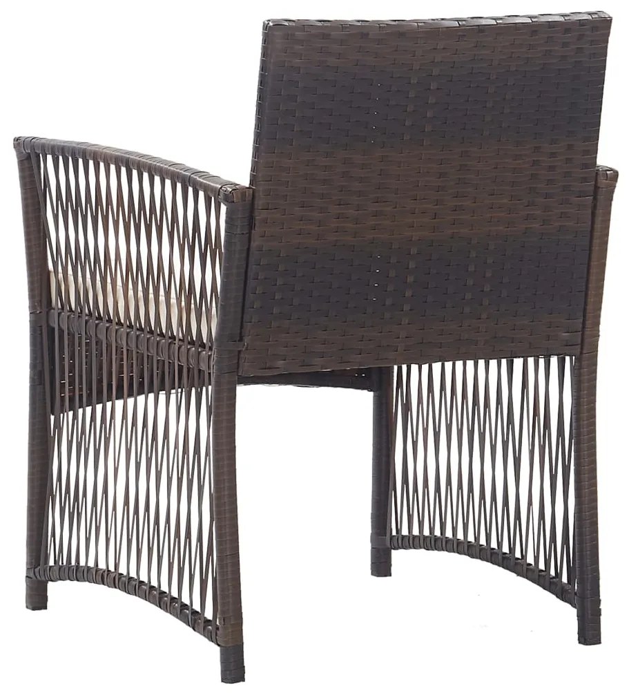 Cadeiras de jardim com almofadões 2 pcs vime PE castanho