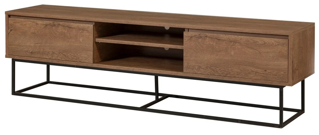 Conjunto de Mobiliário de Sala Laxus – Nogueira e Preto – TV: 180x50x4