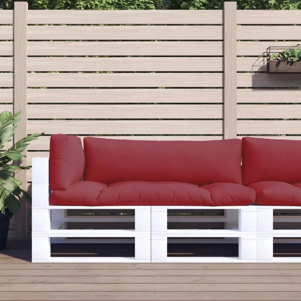 vidaXL Almofadões para móveis de paletes 3 pcs tecido vermelho tinto