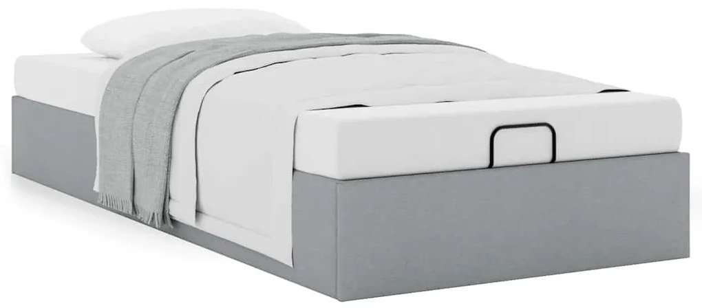 Estrutura de cama otomana sem colchão 90x200 cm cinzento claro