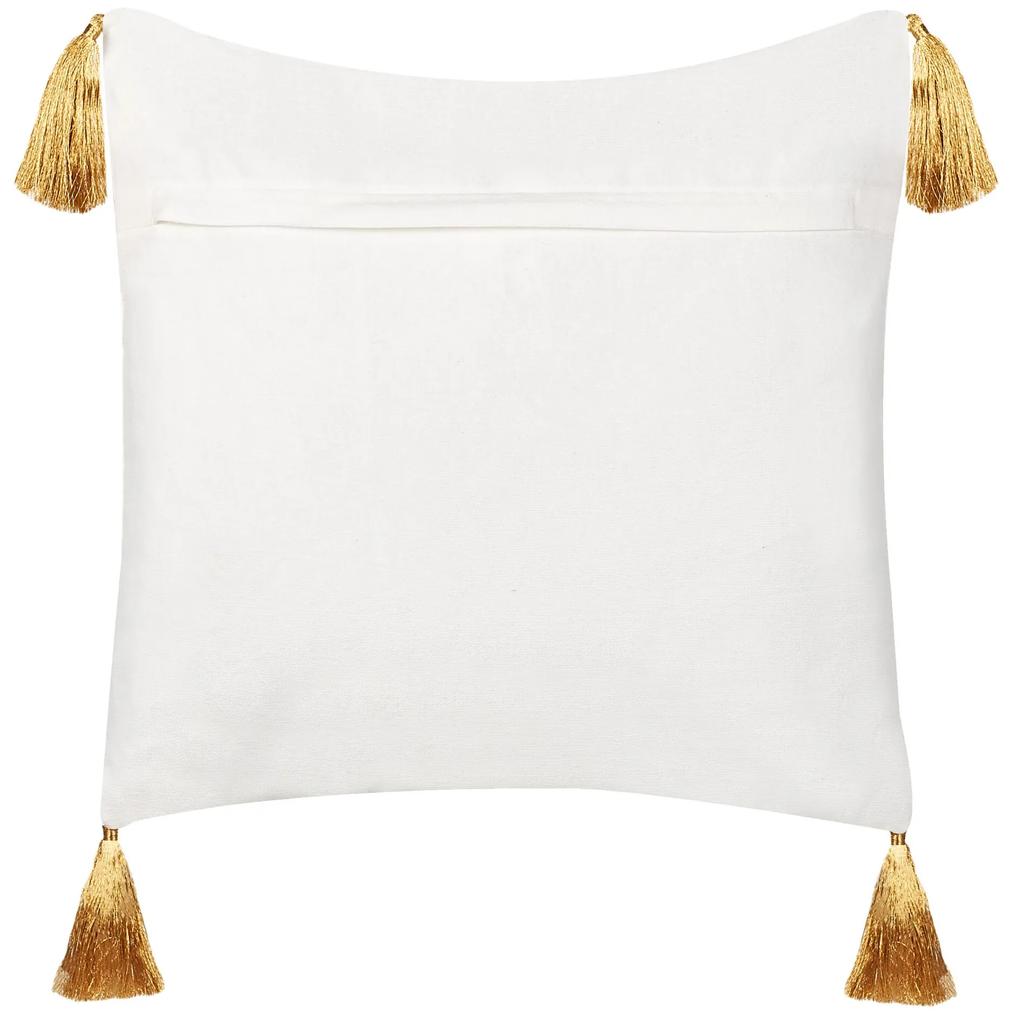 Conjunto 2 almofadas com padrão natalício em algodão branco e dourado 45 x 45 cm ZAMIA Beliani