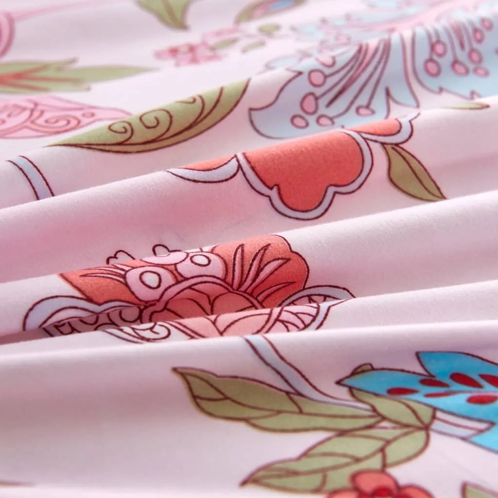 Conjunto capa edredão 200x220/80x80cm floral/riscas rosa