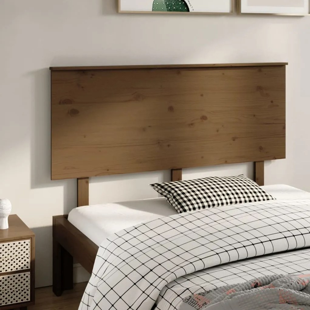 vidaXL Cabeceira de cama 144x6x82,5 cm pinho maciço castanho mel