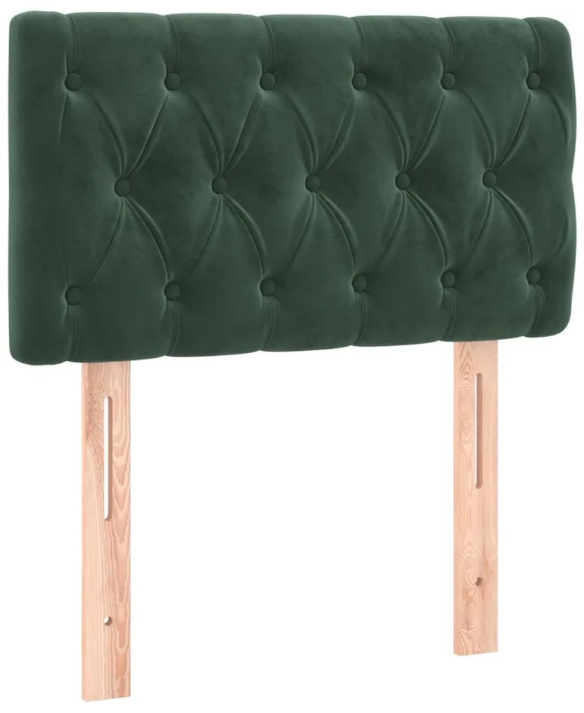 Cama com molas/colchão 80x200 cm veludo verde-escuro