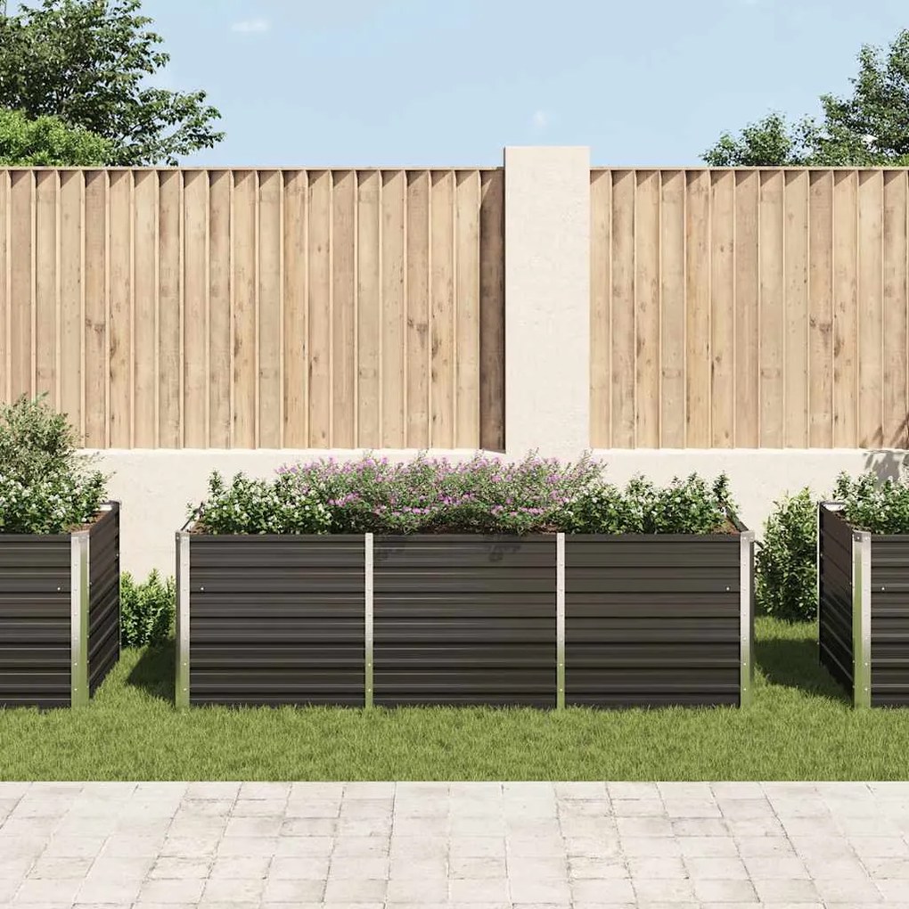 Canteiro elevado jardim aço galvanizado 240x80x77 cm antracite
