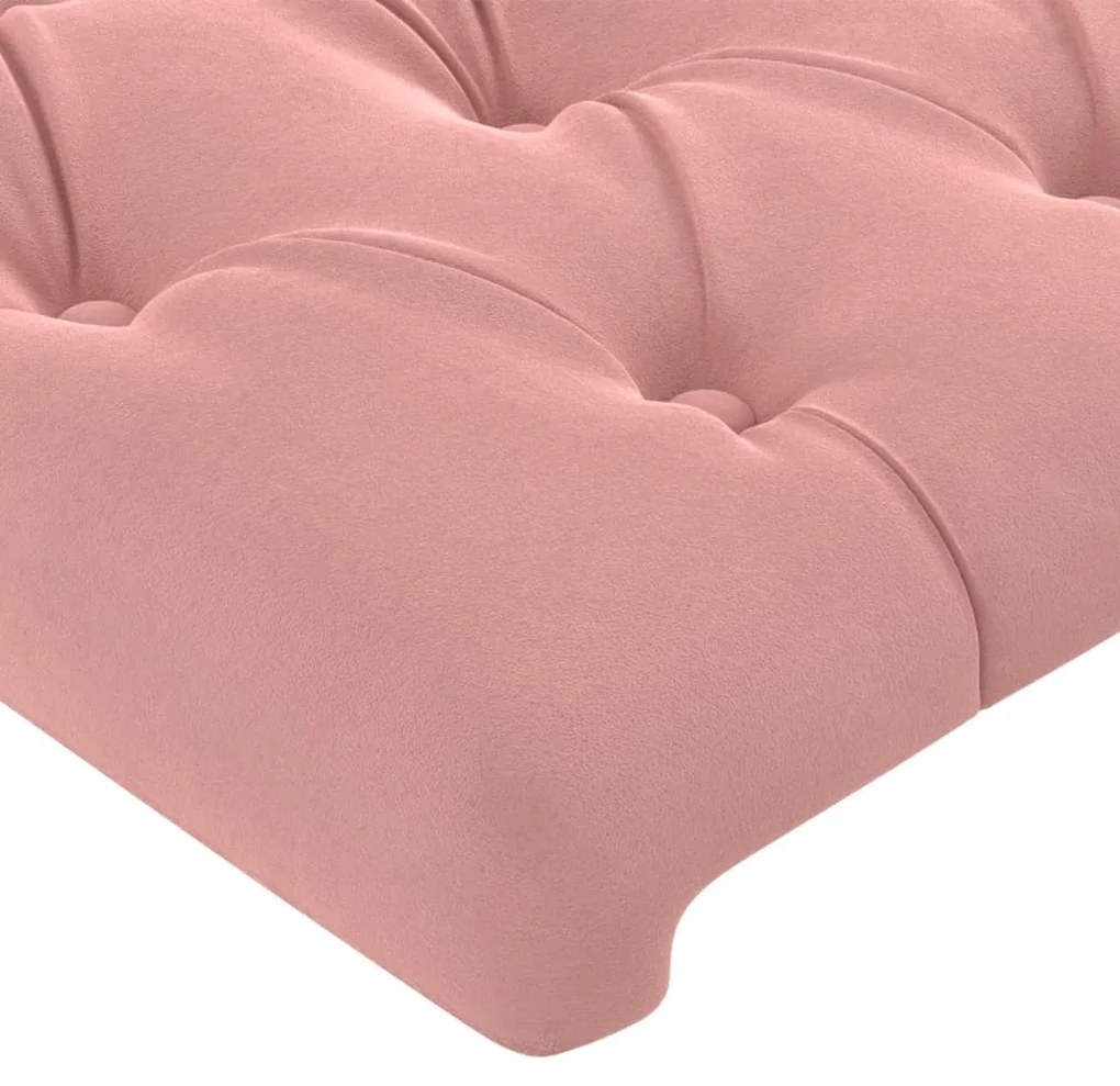 Cabeceira de cama c/ luzes LED veludo 163x16x118/128 cm rosa