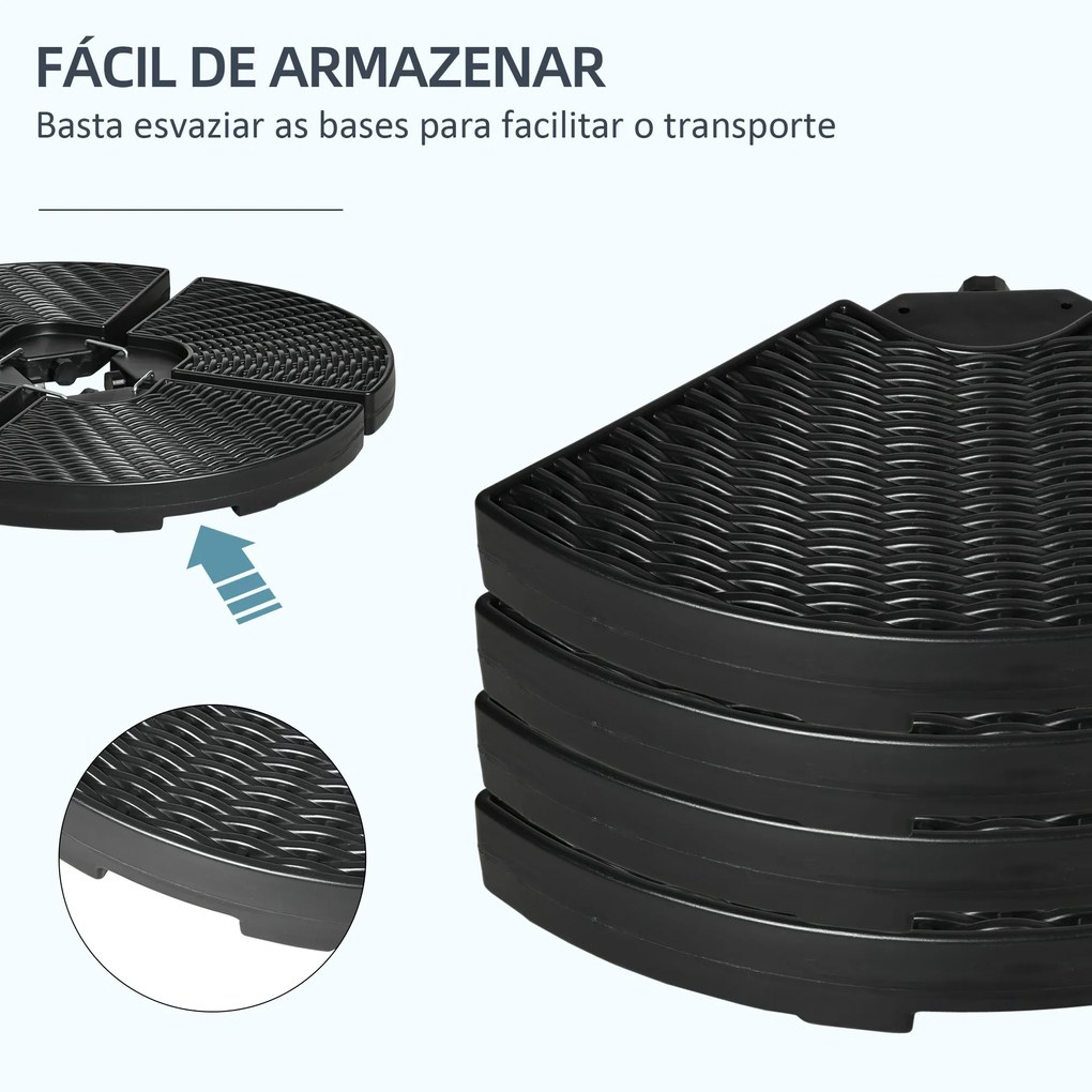 Base para Guarda-sol em 4 Peças Recarregável com Areia ou Água – Ø100x