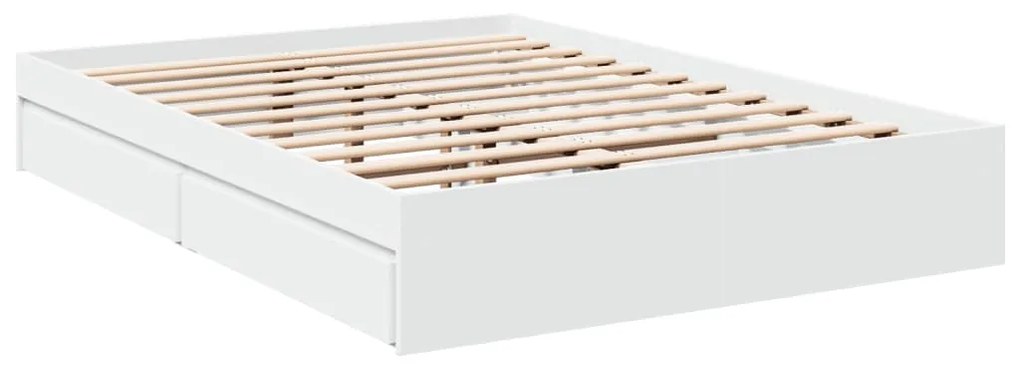 Estrutura de cama c/ gavetas 140x200cm derivados madeira branco