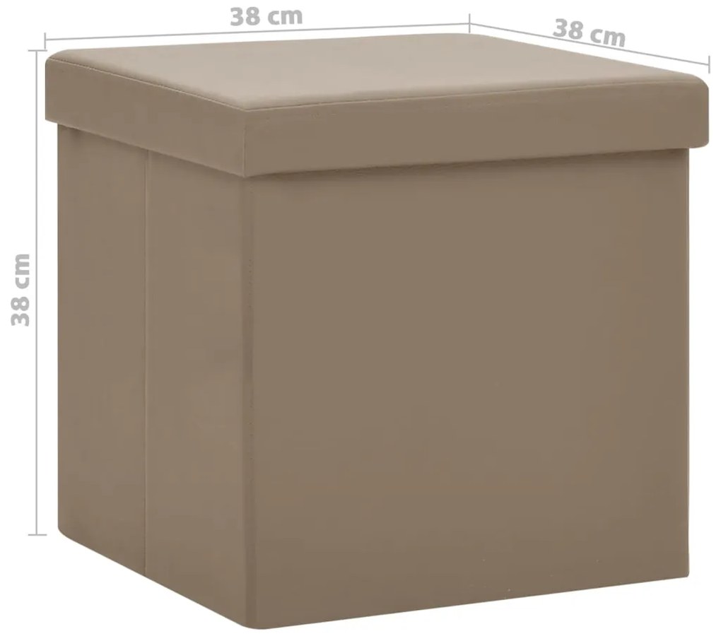 Bancos de arrumação dobráveis 2 pcs PVC cor cappuccino