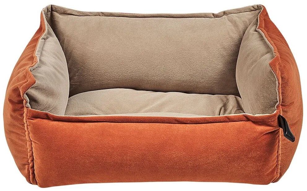 Cama de animal em veludo laranja e creme 50 x 35 cm IZMIR Beliani