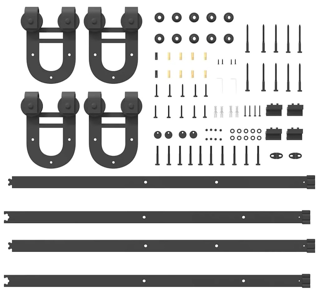 Kit de ferragens para porta deslizante 200 cm aço preto