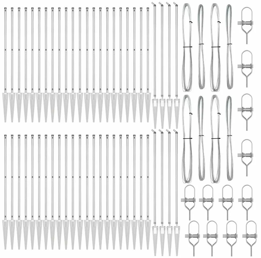 Postes de Cerca com Espeto - 52 peças, Ø32mm, 60cm, Aço Galvanizado