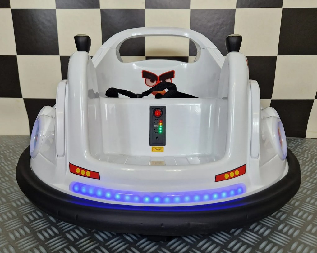 Carrinho de choques eletrico para crianças Angry Birds 6 volts Branco