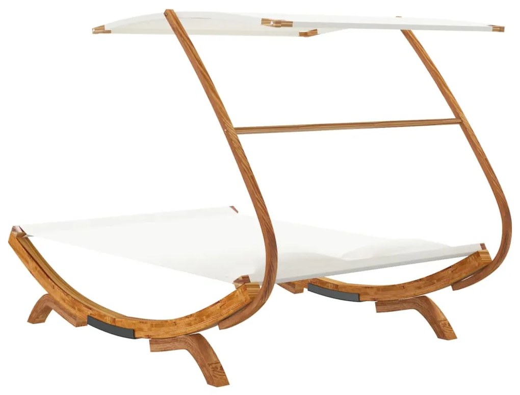 Espreguiçadeira c/ toldo 165x203x138 cm madeira curva creme