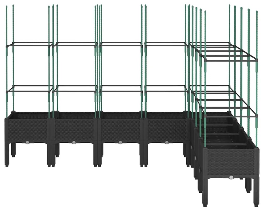 Vaso/floreira de jardim c/ treliça 200x160x142,5 cm PP preto