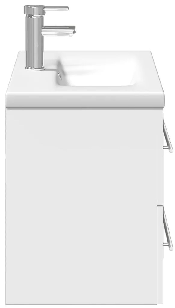 Armário de casa de banho com lavatório embutido branco
