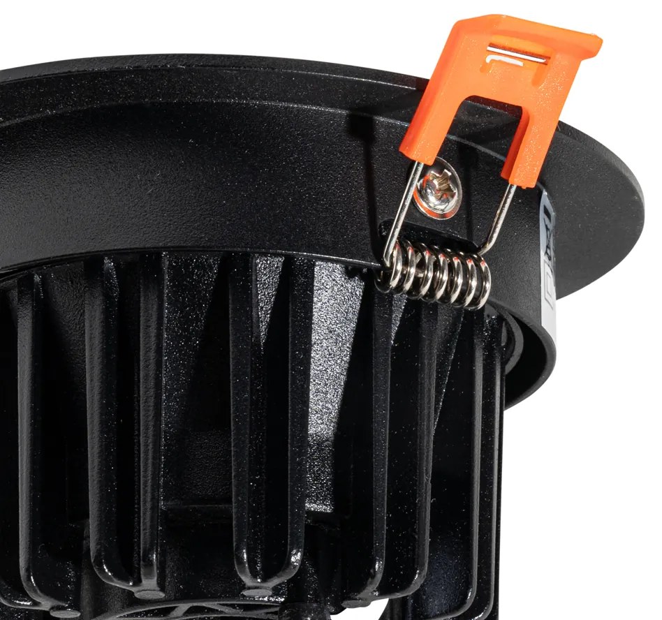 Conjunto de 6 focos embutidos pretos 9,5cm Incl. LED 1300 lm regulável IP65 - Gaius Moderno