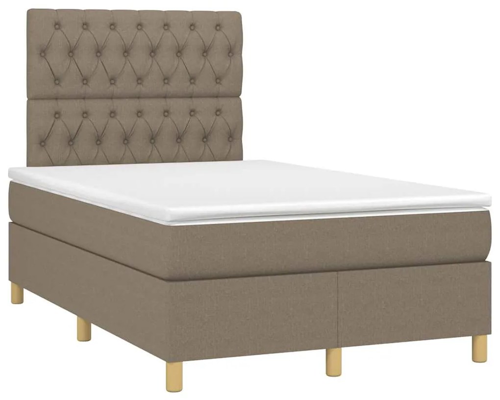 Cama box spring colchão/LED 120x190cm tecido cinza-acastanhado