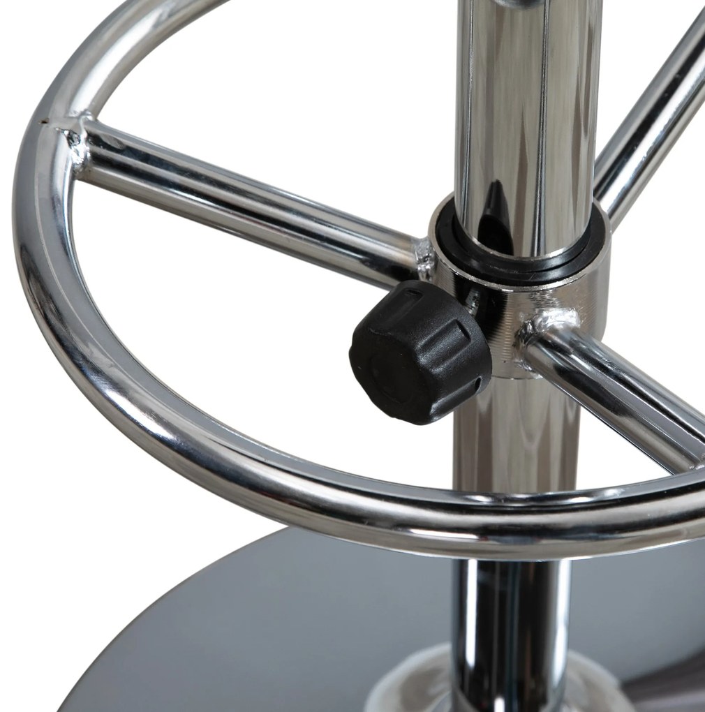 HOMCOM Mesa de Bar Mesa Alta de Cozinha com Apoio para os Pés Ajustável e Estrutura de Metal para Sala de Jantar Carga Máxima 60kg 62x62x110cm Preto e Prata