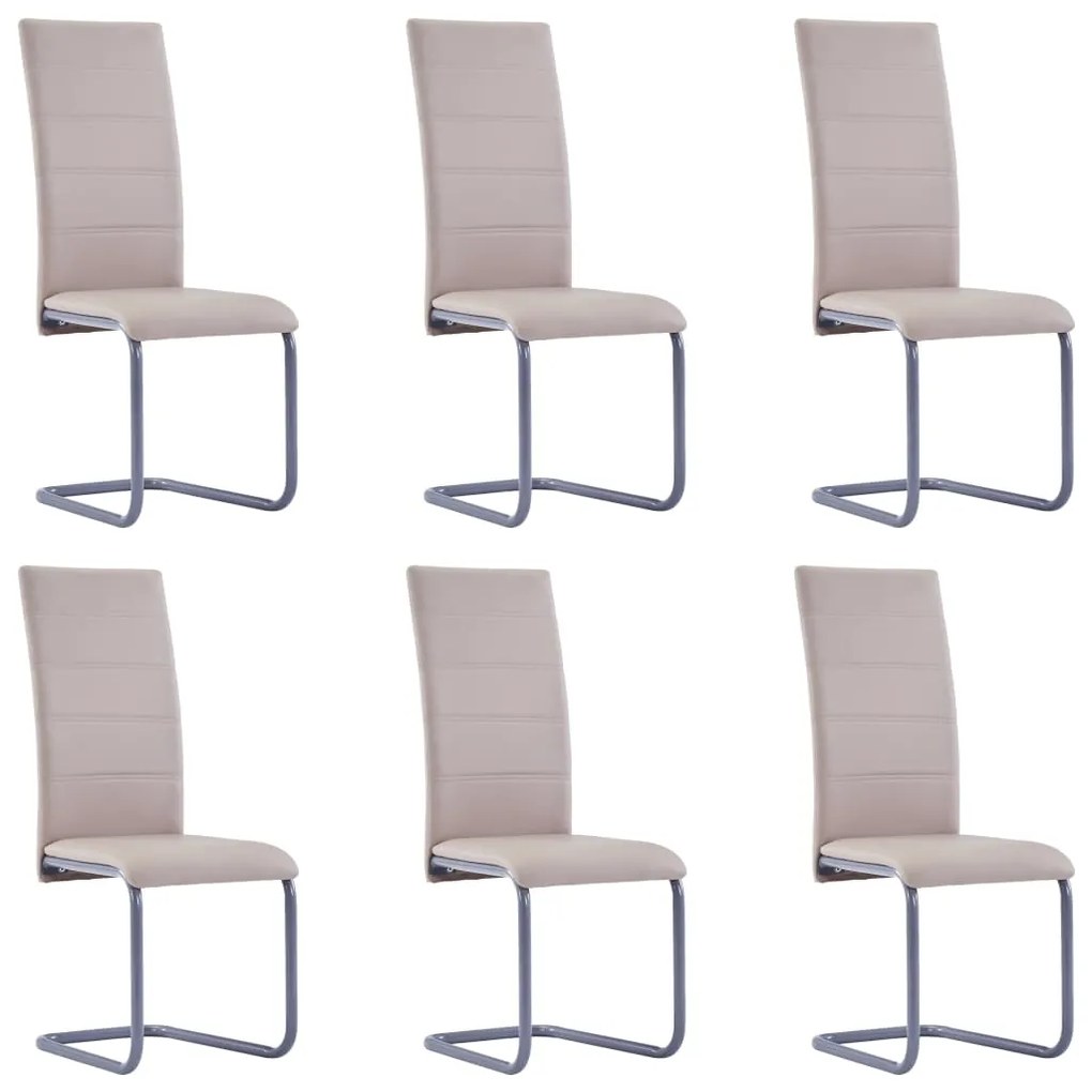 vidaXL Cadeiras de jantar cantilever 6 pcs couro artificial cappuccino