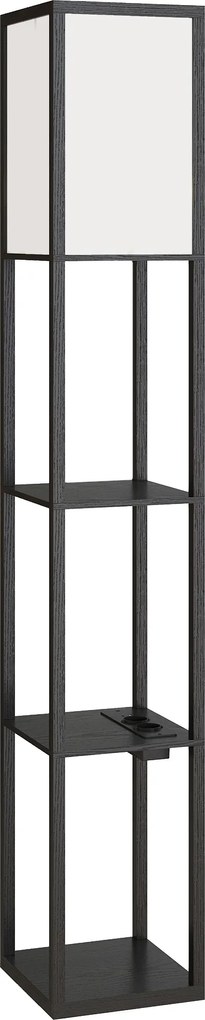 HOMCOM Lâmpada de Pé com Prateleiras, Luz Ajustável, Interruptor de Pé e Portas USB, Preto | Aosom Portugal